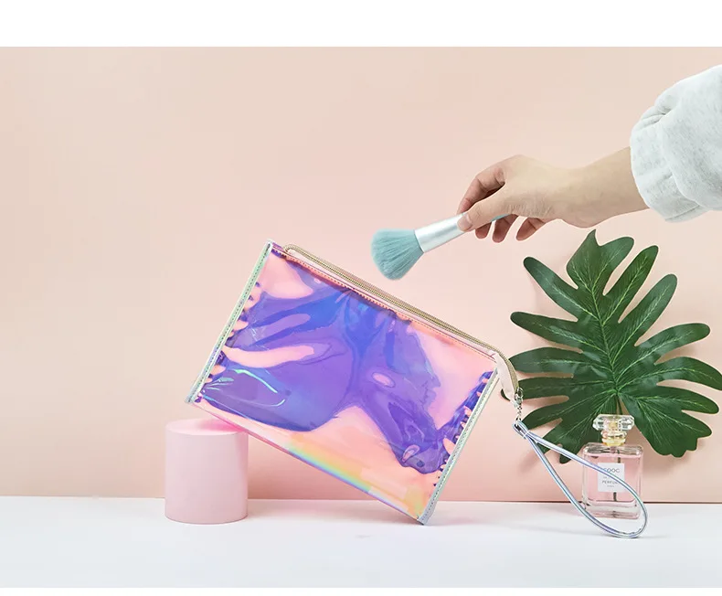 

Colored PVC Cosmetics Storage Bag Waterproof Washing Bag For Women Transparent Handheld Zipper Travel Ladies Cosmetics Bag, Colorful