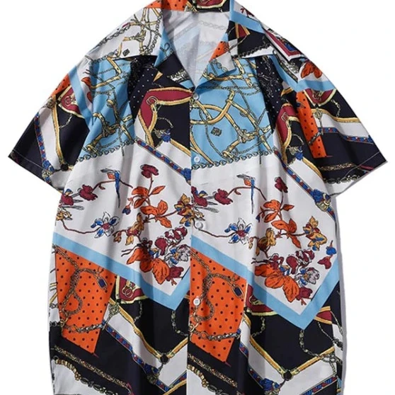 

New Shirt Men 2021 Beach Printed Hawaii Shirt Male Blouse Turn-down Collar Tops Camisas