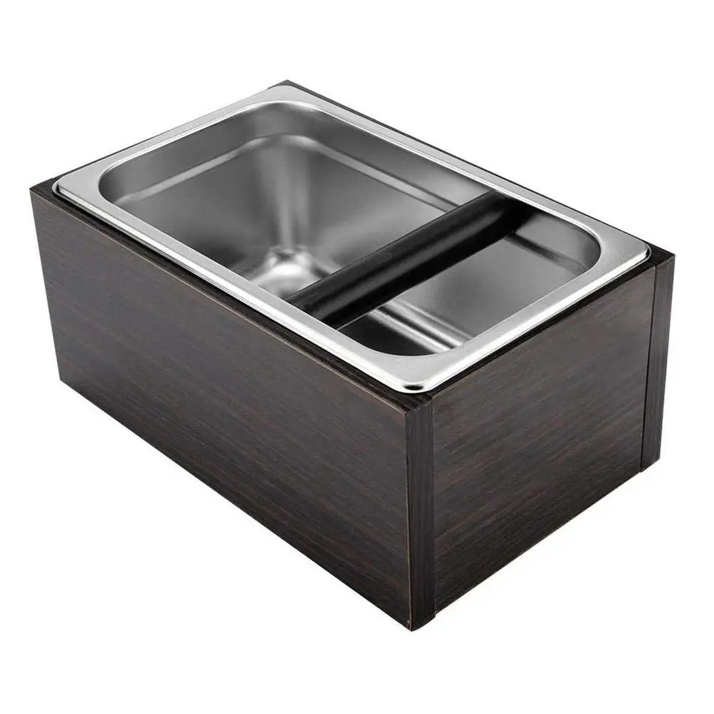 

Stainless Steel Coffee Grounds Knock Out Box Classic Black Espresso Waste Bin Holder Coffee espresso knock box coffee