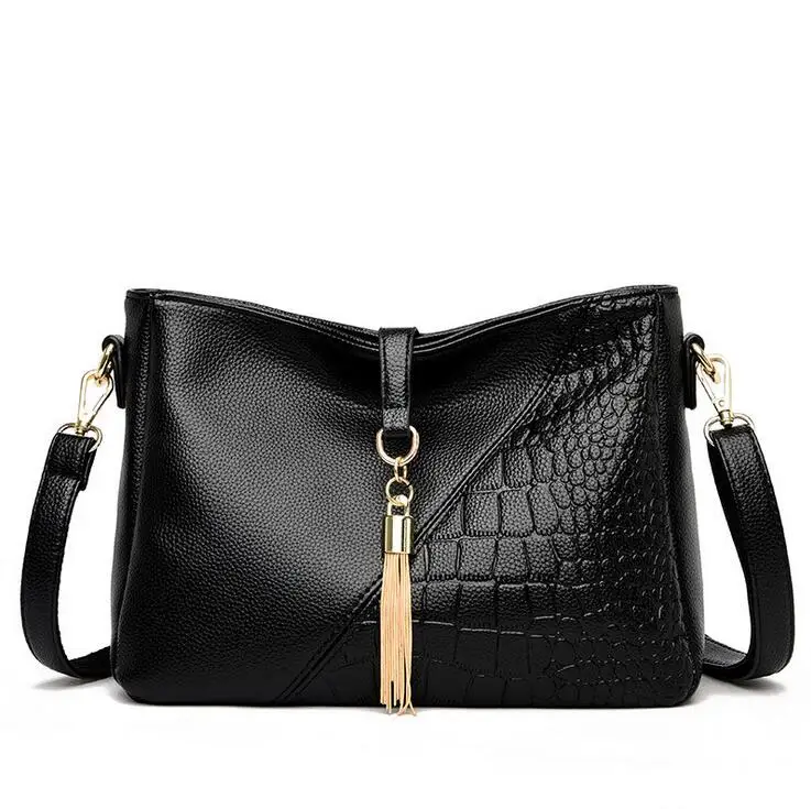 

Soft Leather Middle-Aged Lady Bag 2020 New Fashion Tassel Single Shoulder Bag Ladies Bags Leather Handbags