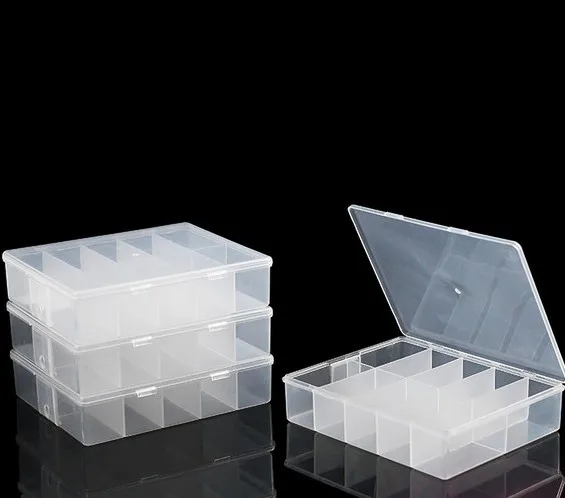 

nail jewelry storage box transparent 10grid plastic nail art display case