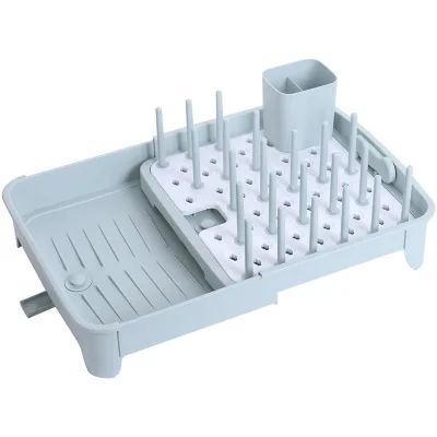 

Extend Expandable Dish Drying Rack and Drainboard Set Foldaway Integrated Spout Drainer Removable Steel Rack and Cutlery Holder, Customized color