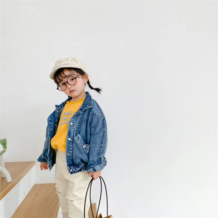 
Children Spring Autumn Outerwear Children Coats Denim Customized Cotton Girls Denim Jacket Fashionable Kids Jean Jacket 