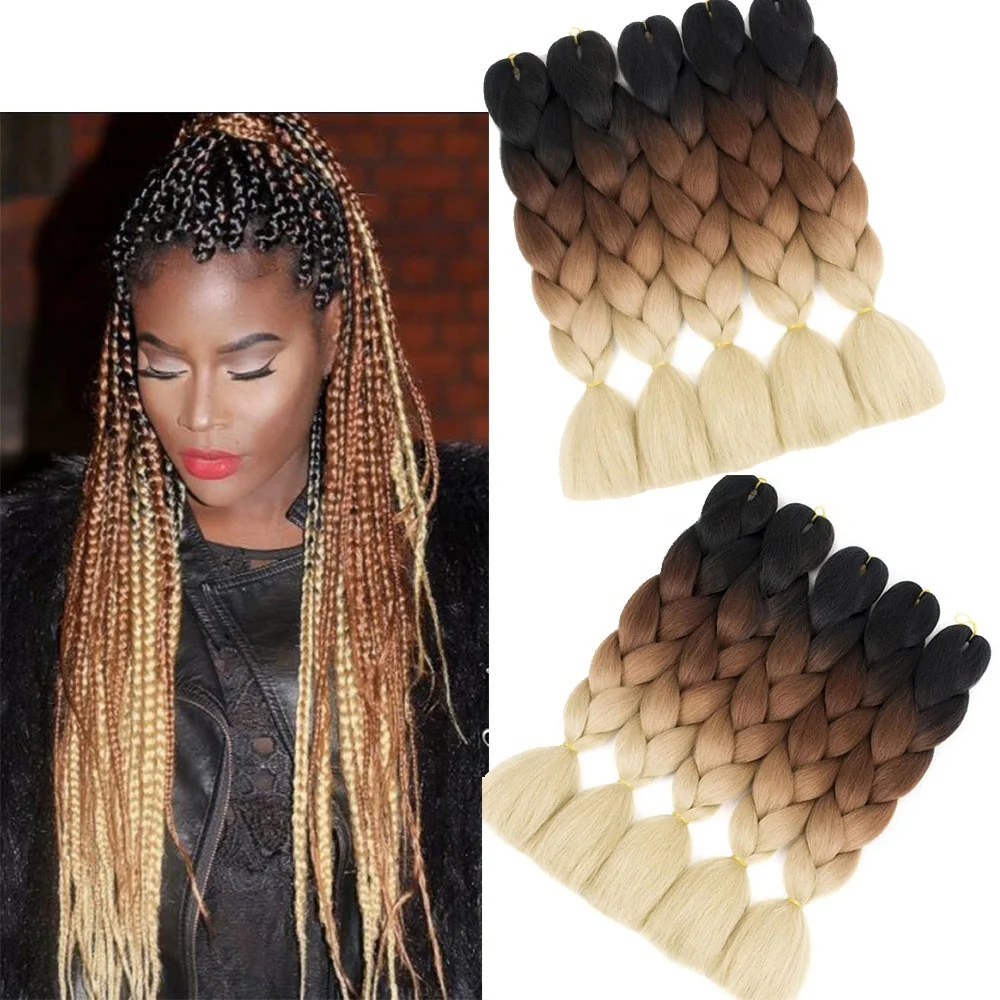 

Wholesale hair extension high quality raw material ombre jumbo braid synthetic hair for braiding