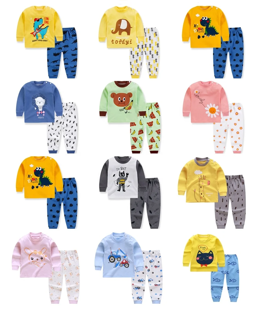 

Kids pajamas set Children Cartoon sleepwear Boys Home pajamas girls cotton sweet animal sleep suit