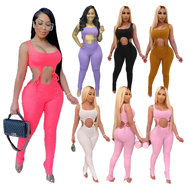 

New Style Bind Sleeveless Women One Piece Jumpsuits And Rompers Halter Summer Jumpsuits, Customized color