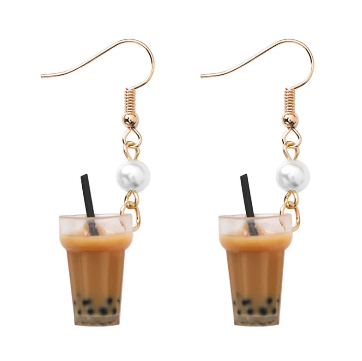 Romantic Pearl Milk Tea Food Small Dangle Earrings With Plastic Clip Dangle  Womens Fashion Jewelry From Carshop2006, $0.94 | DHgate.Com