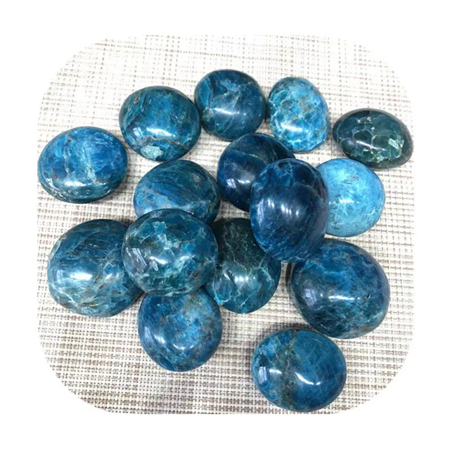 

Natural Polished Crystal Healing Crystal Stone Blue Apatite Palm Stones For Home Decoration