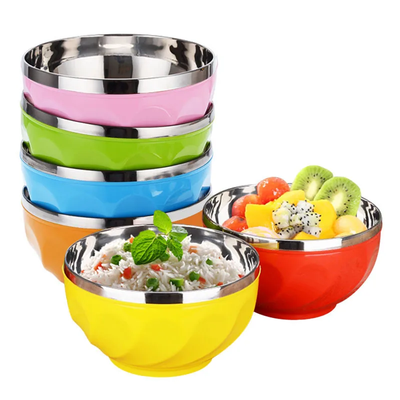 

New Design 6pcs Set Cheap 13cm 15cm 17cm Color Print Stainless Steel Salad Mixing Bowl with Lid, Colorful