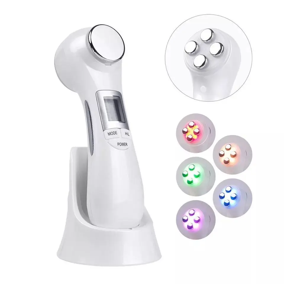 

6 in 1 face rf ems led vibration ion sonic facial beauty device