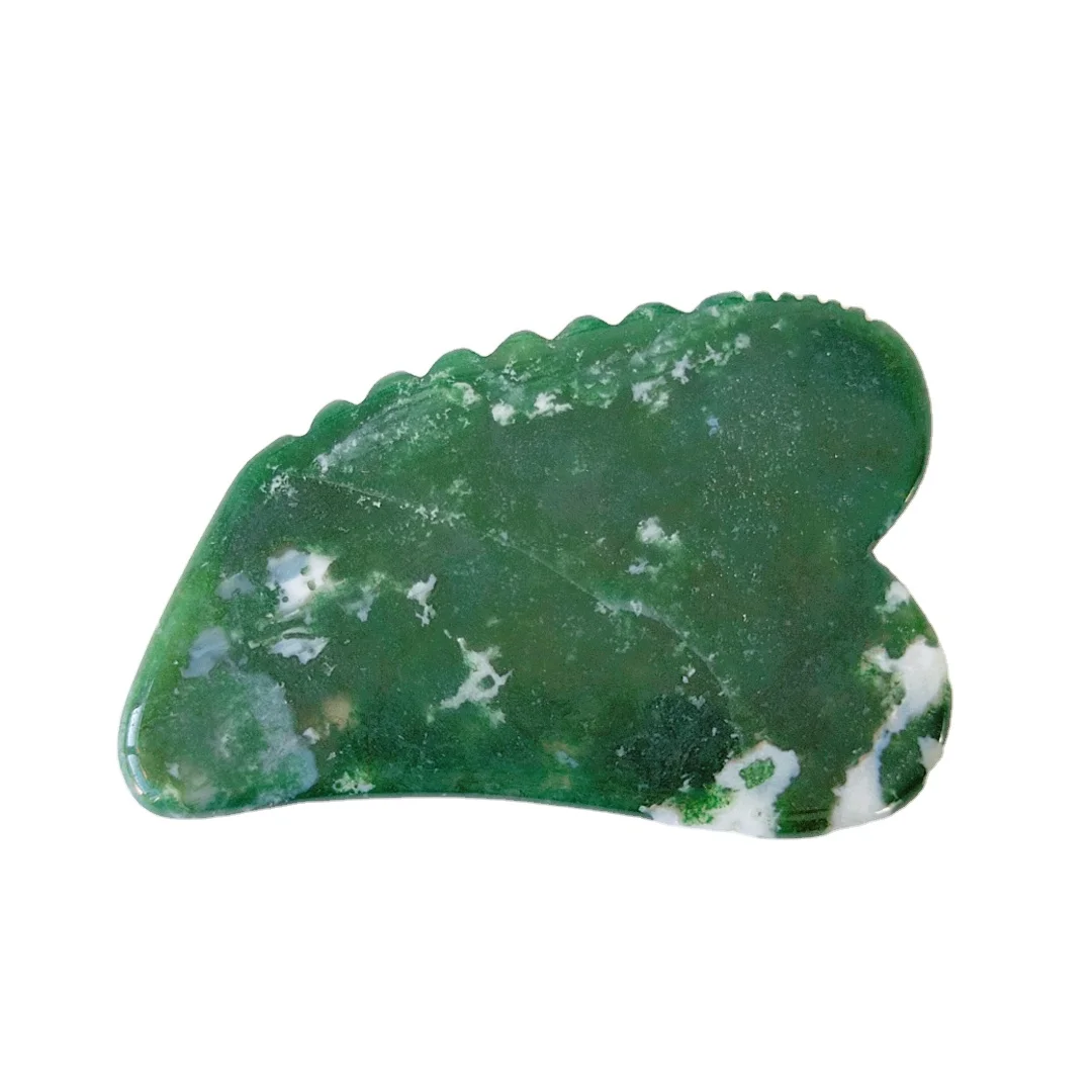

2020 hot sale moss agate jagged square shape gua sha board crystal tool for anti aging