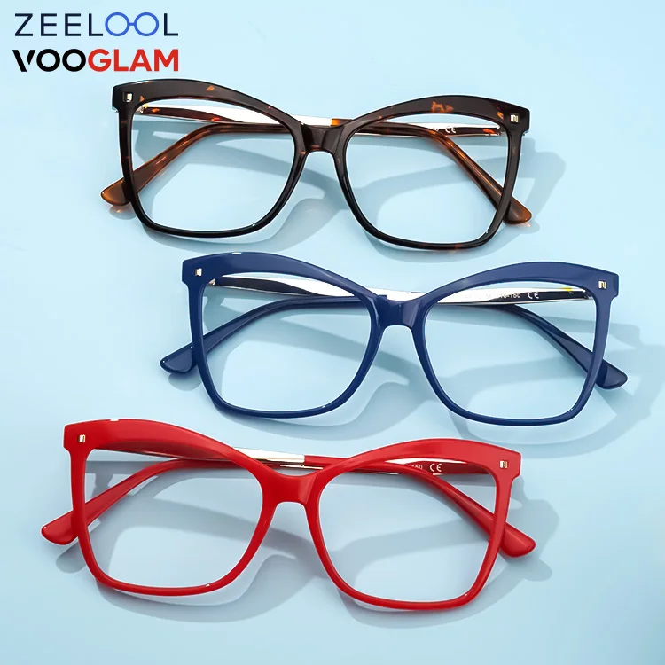 

Zeeloll wholesale In Stock women Acetate Cateye Butterfly Red Blue Eyeglass Frames