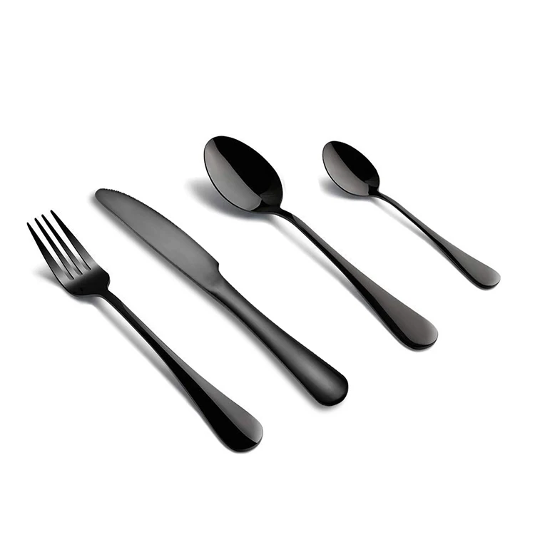 

Modern colored matte metal silverware stainless steel flatware knife fork spoon set black plated cutlery with pvd, Colorful/black/silver/gold/rose gold/blue