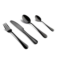 

Modern colored matte metal silverware stainless steel flatware knife fork spoon set black plated cutlery with pvd