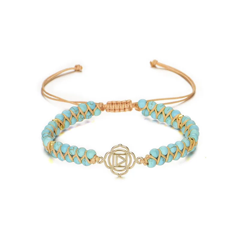 

Hot Selling New Style 7 Chakras Turquoise Double Layer Bracelet for Women in Stock