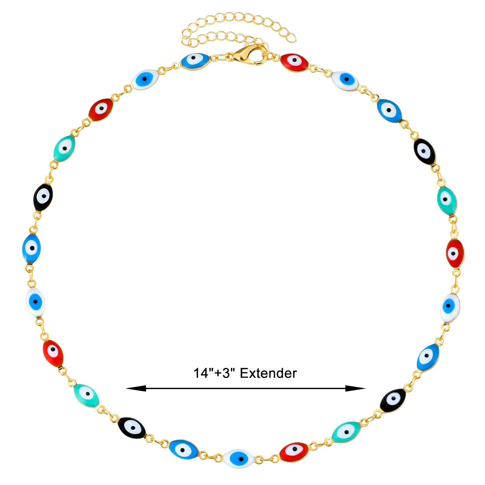 

Shangmu 2021 New Korea Fashion 18 Gold Plated Glaze For Evil Eye Necklace Choker for Girl Women Jewelry, Gold color