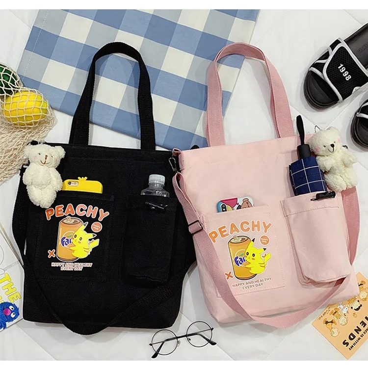 

Manufacturer cheap multi-functional tote bag cotton canvas logo, 4 colors