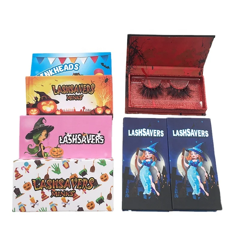 

Halloween Eyelash Box Eyelash Packaging Box Empty Lash Boxes With Tray Rectangle Case Creative Eyelashes Package