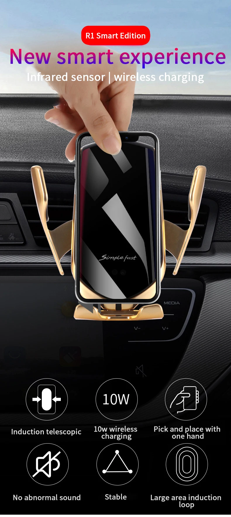 For iPhone X 8 For Samsung Plus Mobile Phone Holder wireless car phone charger For HUAWEI P20 magnet fast wireless car charger
