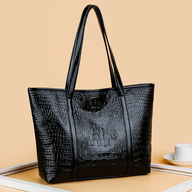 

Minimalist Fashion Black PU Leather Handbags Women Large Capacity Ladies Tote Bags Ladies Shoulder Hand Bag, Customised