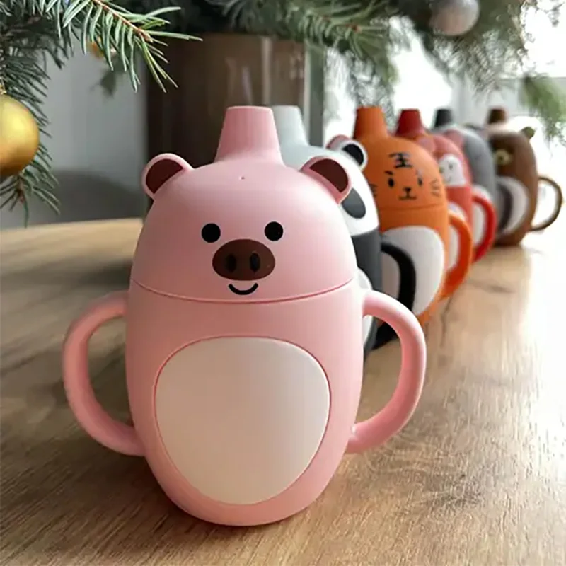 Cartoon Silicone High Quality Kids Sippy Cup Pure Color Reusable Baby Organic Toddler Children Baby Silicone Sippy Cup