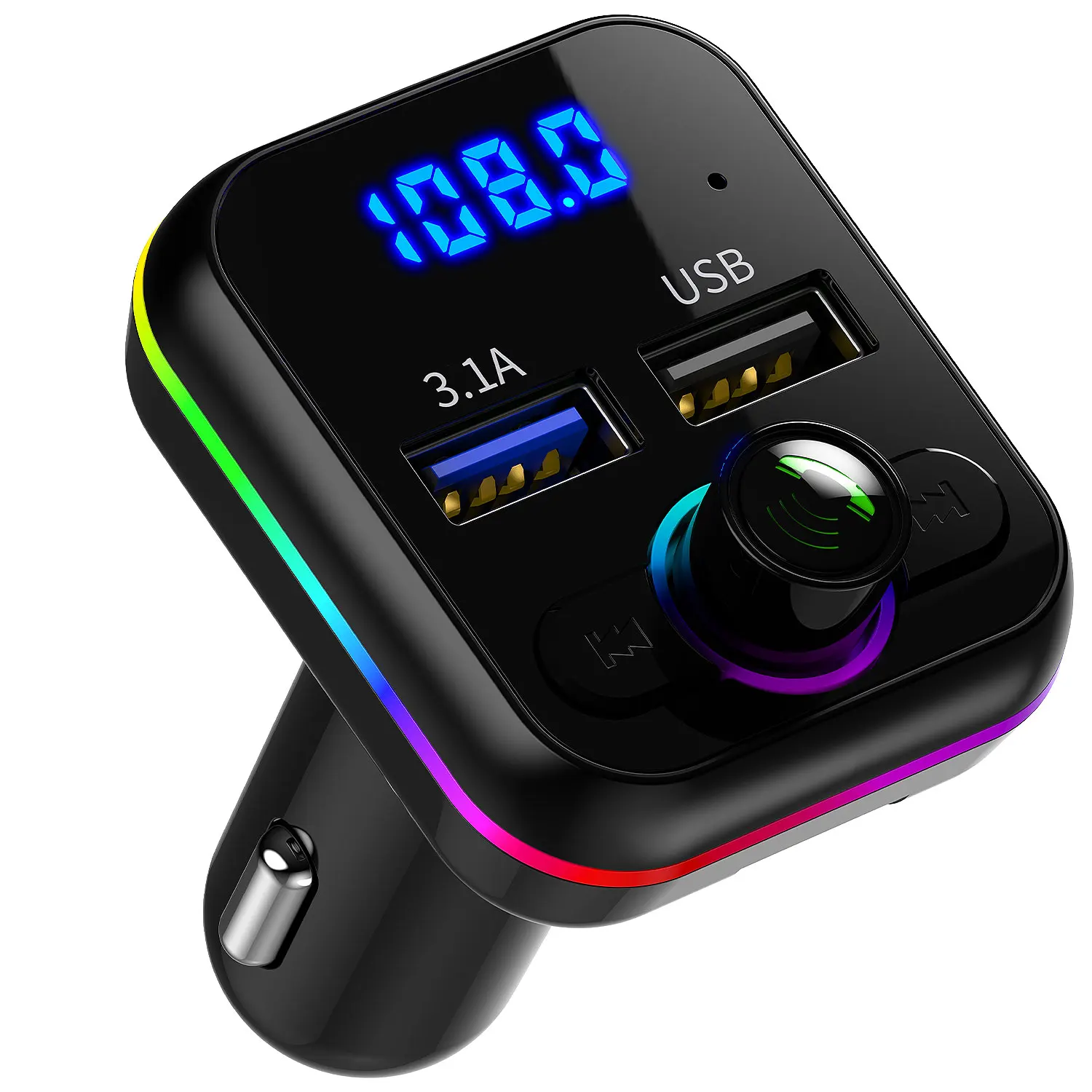 

New Arrival QC3.0 Quick Charge Car FM Transmitter RGB Blue tooth 5.0 Handsfree Car Kit