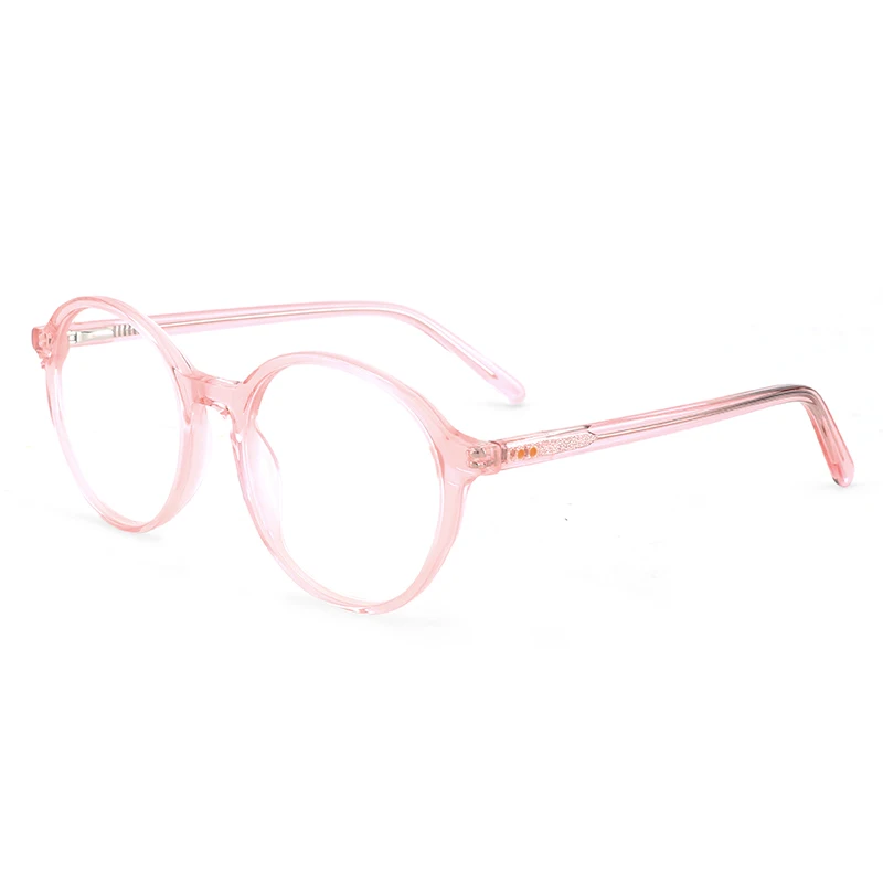 

YC Lovely pink colour eyeglasses frames handmade circle eyewear girls ladies acetate optical glasses frames