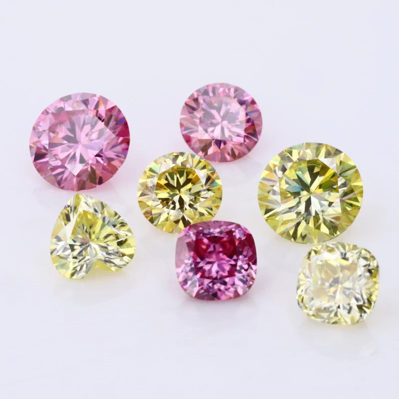 

starsgem loose moissanite diamond gemstones round cut plating yellow moissanite