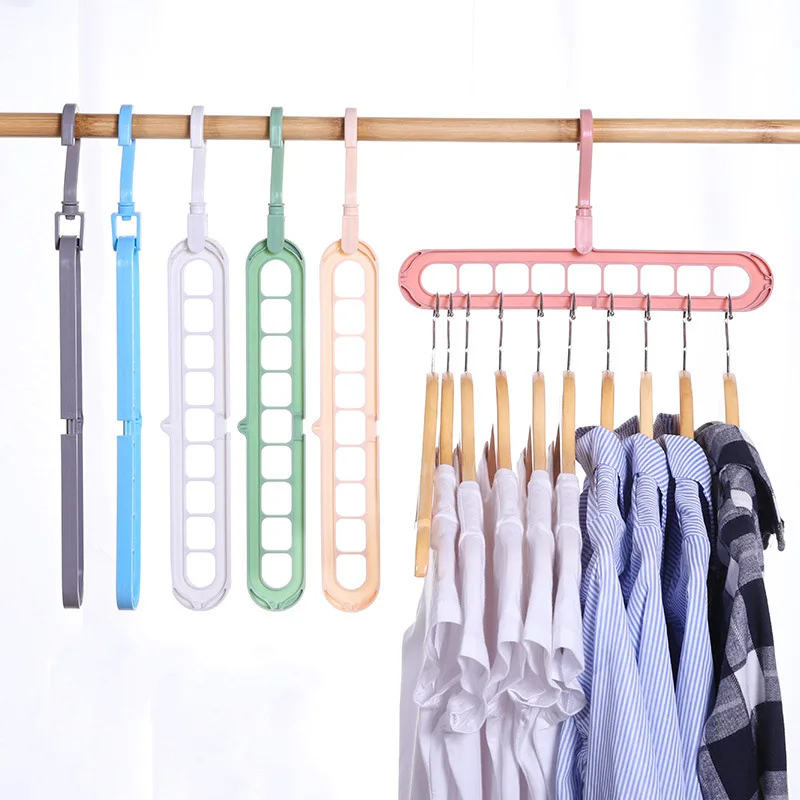 

Space saving 9 hole clothes hanger 360 rotating magic multi-function folding plastic hangers, Customized