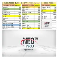 

NEO PRO IPTV Europe french UK iptv 12 months 20+ country European France iptv arabic m3u subscription reseller panel