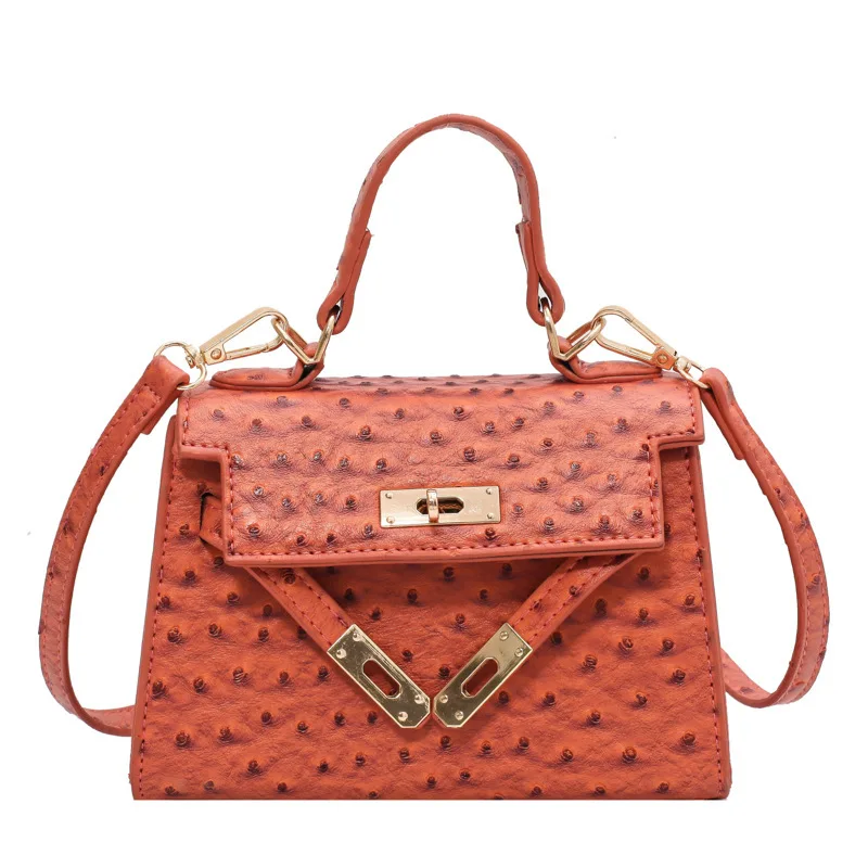 

2021 Luxury unique hand bag women purse ostrich skin PU leather crossbody bags lady's handbag
