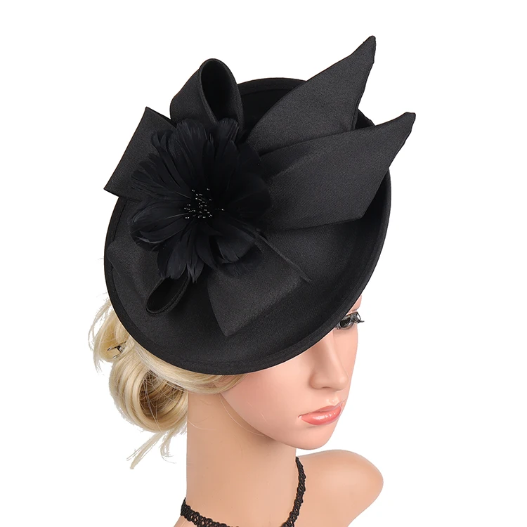 

Black Fascinators Hats New Sinamay Church Hat Wedding Hair Accessories Sun Hat for Women ladies