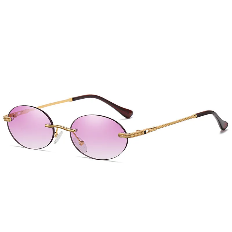 

Vintage Punk Rimless Oval Frame Sunglasses With Candy Colors Gafa De Sol 2021