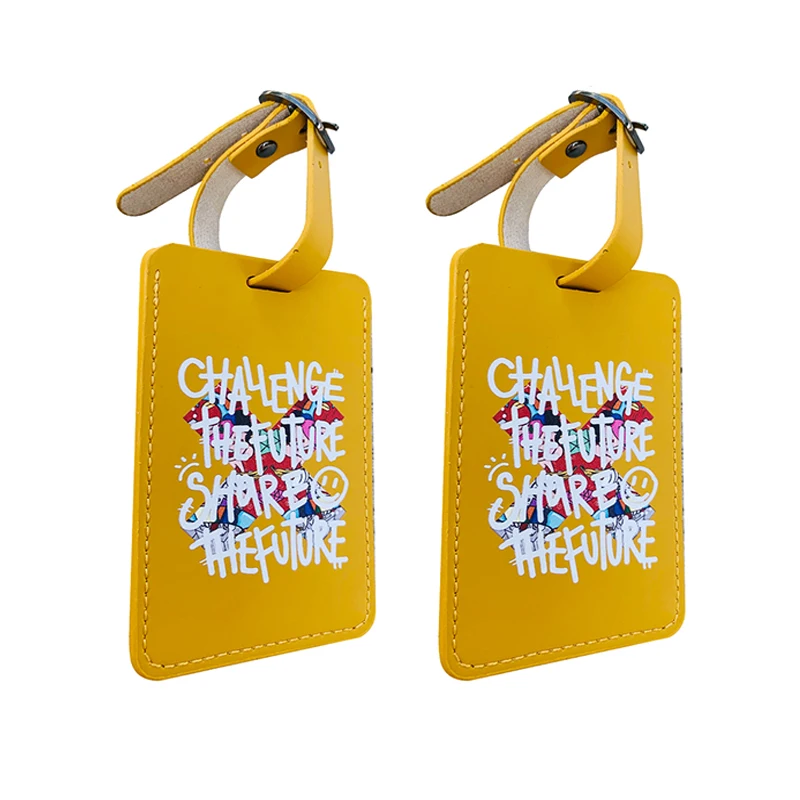 

Luggage Bag Tags Leather Travel ID Labels Suitcase Name Tags, Yellow or customized color