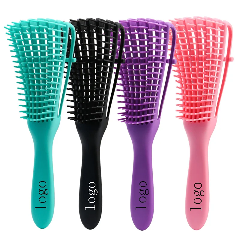 

Private Label Salon Vent Feature Plastic Handle Magic Octopus Detangling 8 Rows Detangling hair combs Hair Brush, Pink plastic foldable hair brush with mirror