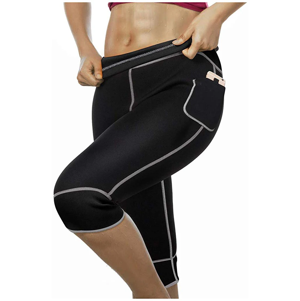 Wholesale Neoprene Sauna Sweat Shorts For Women Weight Loss Workout Thigh Pants With Pocket
