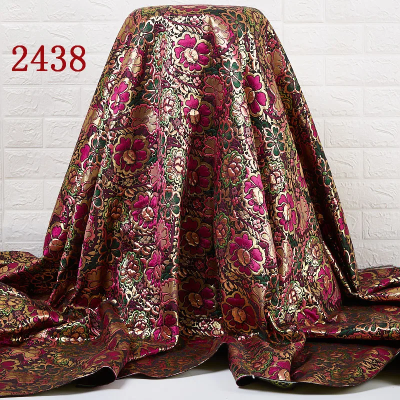 

2437 Free Shipping French Lace Fabric With Gold Line Nigerian Embroidery Flower Jacquard Lace For Dress 2438, Cupion