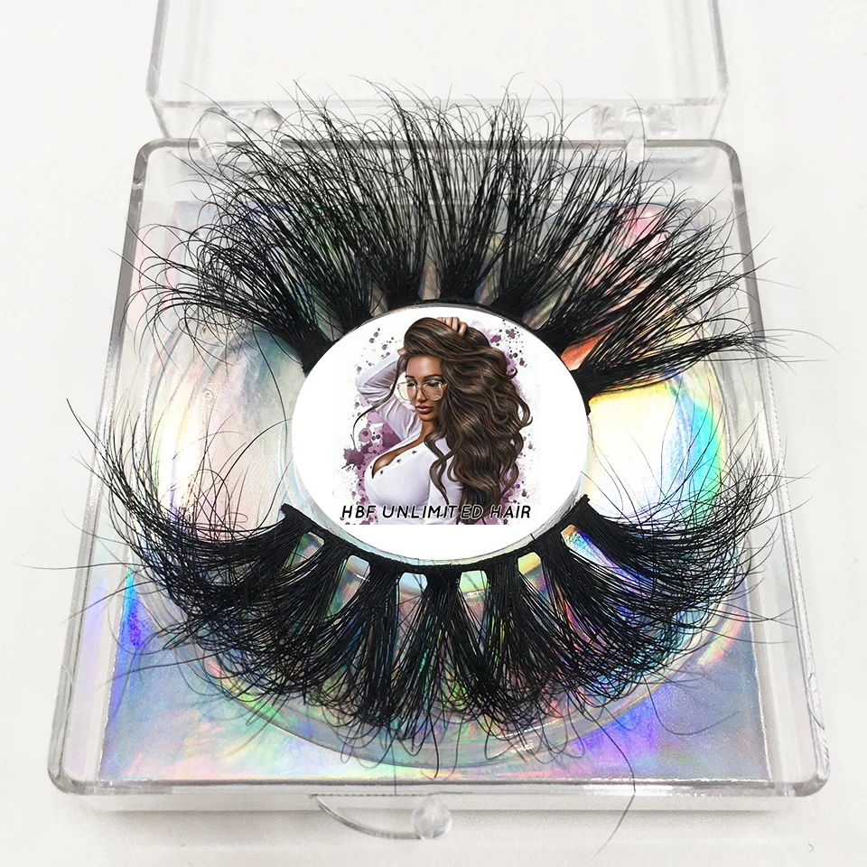 

Fluffy eyelashes vendors sample with custom packaging wholesale lashes3d wholesale vendor 25mm mink eyelashes, Natural black