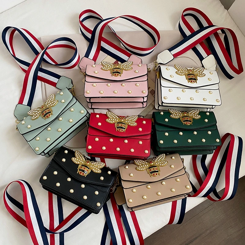 

2022 Famous Brand Bee Handbags Young Lady Luxury Bee Purses Woman Designer Chain Pearl Hand Bags, 7 colors