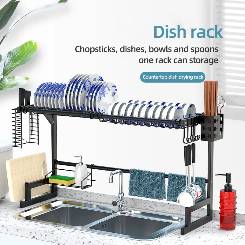 

JX- Stainless Steel Sink Dish Drying Storage Rack With Full Set Accessories Multi-specification Dish drain rack above the sink, Natural