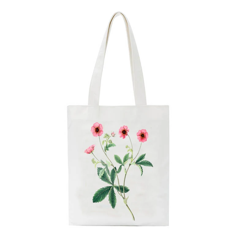 

Flower Fruit Custom Handbags Canvas Tote bags Reusable Cotton Grocery Shopping Bags Canvas Travel Storage Bags
