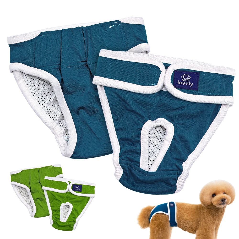 

Soft Washable Cotton Pet Sanitary Physiological Pants Dog Diaper Panties Underwear Shorts, As picture or custom color