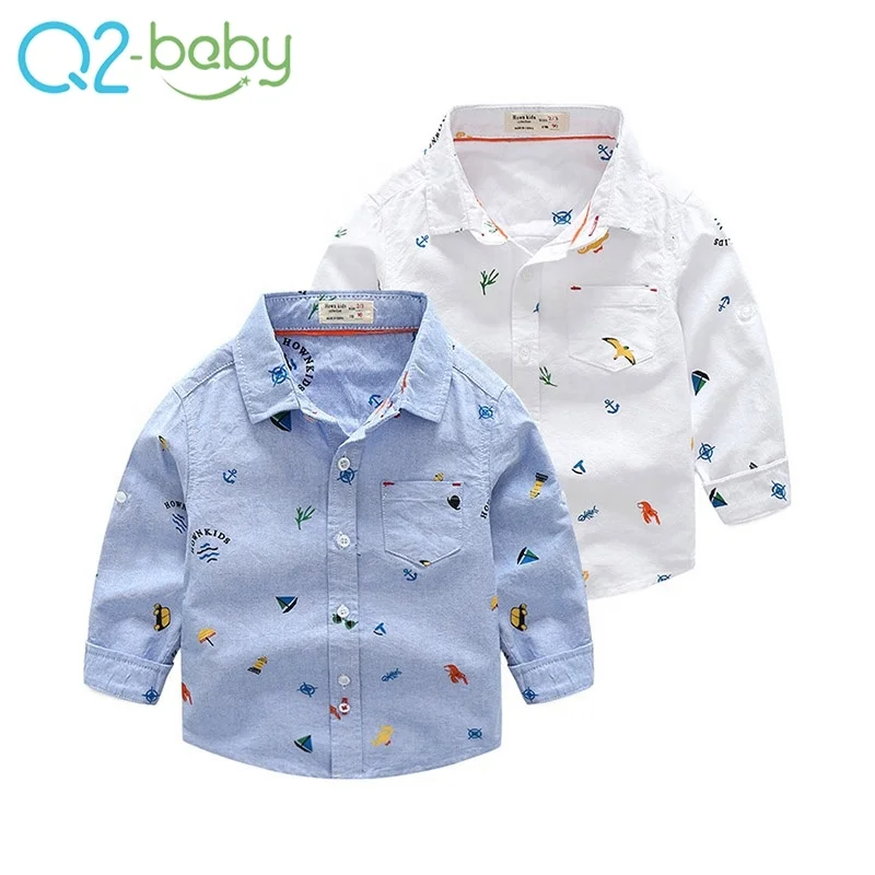
New spring autumn wild boy shirt blouse children fashion flower cotton kids clothing alsy030 