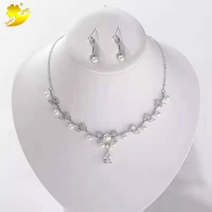 High quality rhinestone AAA zirconl jewelry set women pearl necklace set
