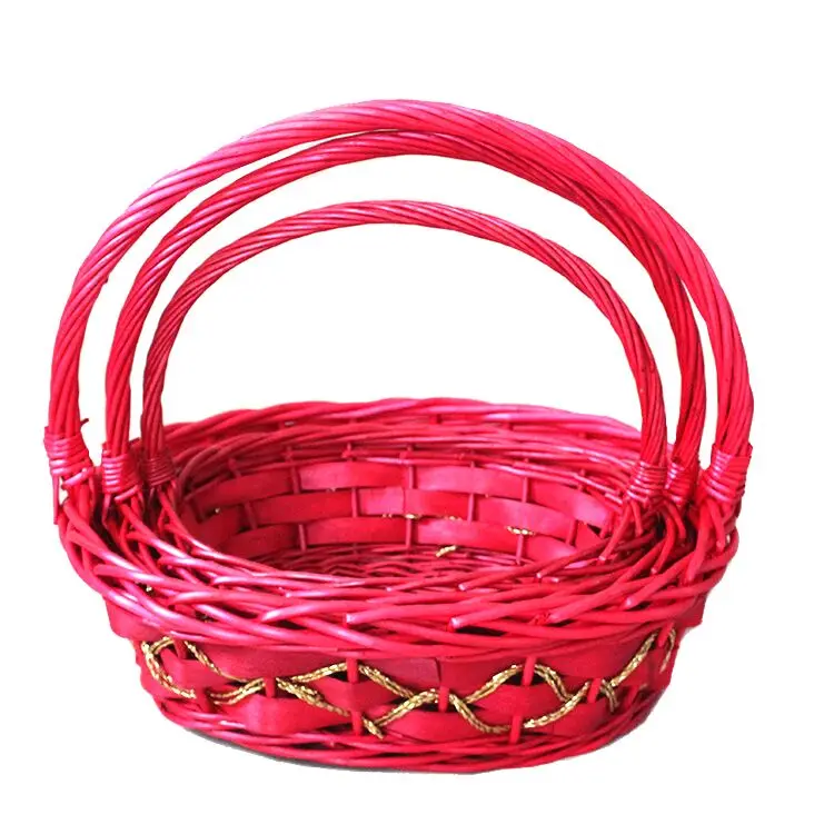 

Oval handmade wicker basket gift basket with handles, Brown