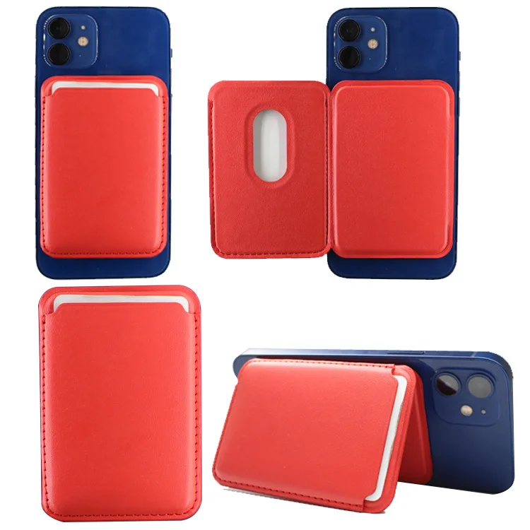 

Hold two cards Leather Wallet Pouch Card Holder Magnetic for iPhone 12