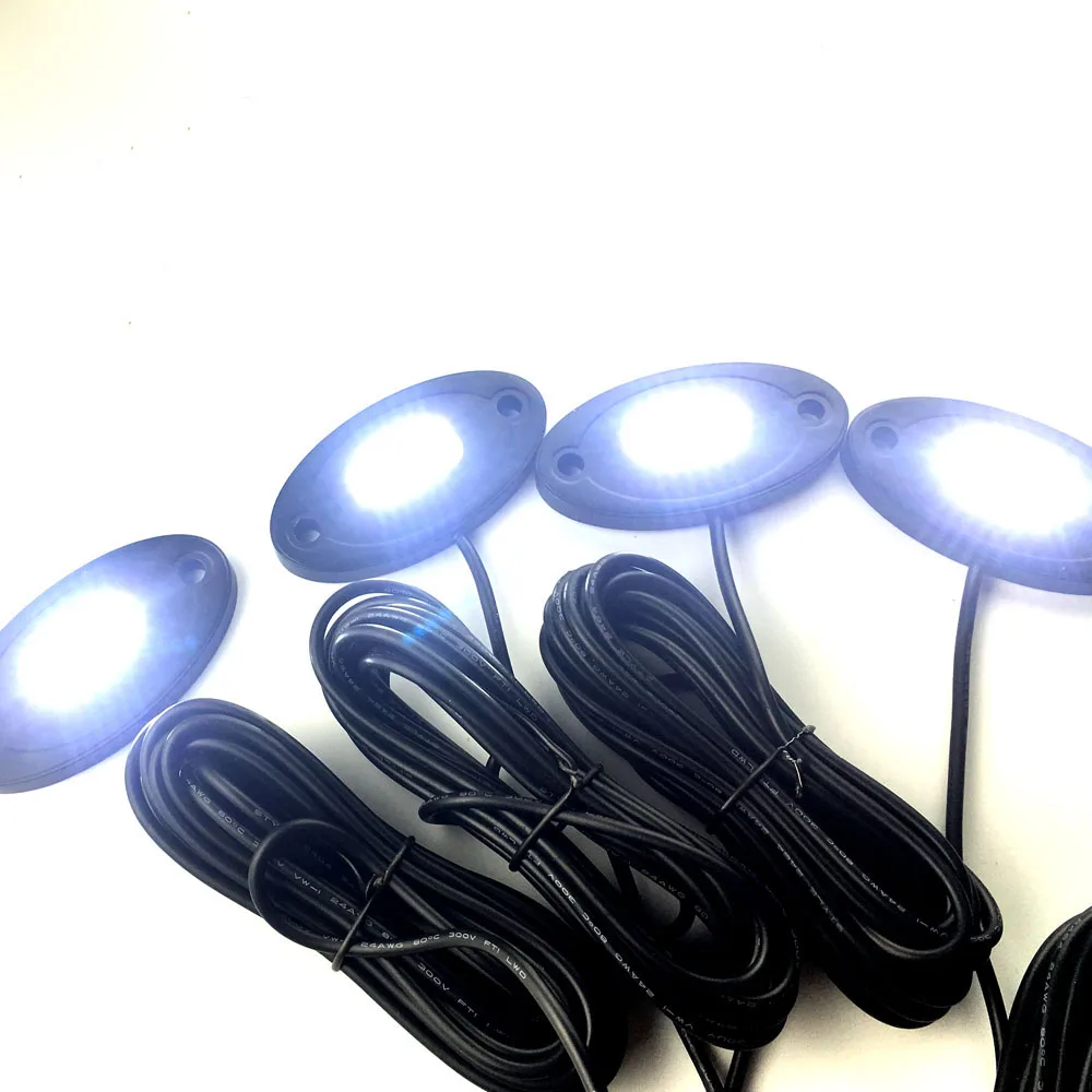 8Pcs White 18W LED Rock Lights Boat fits Truck Bed Under Body LED Lighting For JEEEP