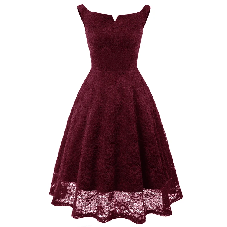 

Professional Manufacture Cheap Wholesale High Quality V Neck Lace Dress, Navy blue, burgundy, pink, black