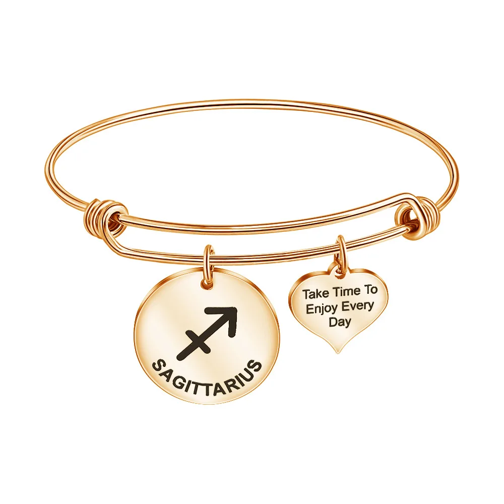

Scalable Engraving Bracelet for Women Female Stainless Steel 12 Zodiac Charm Bracelet