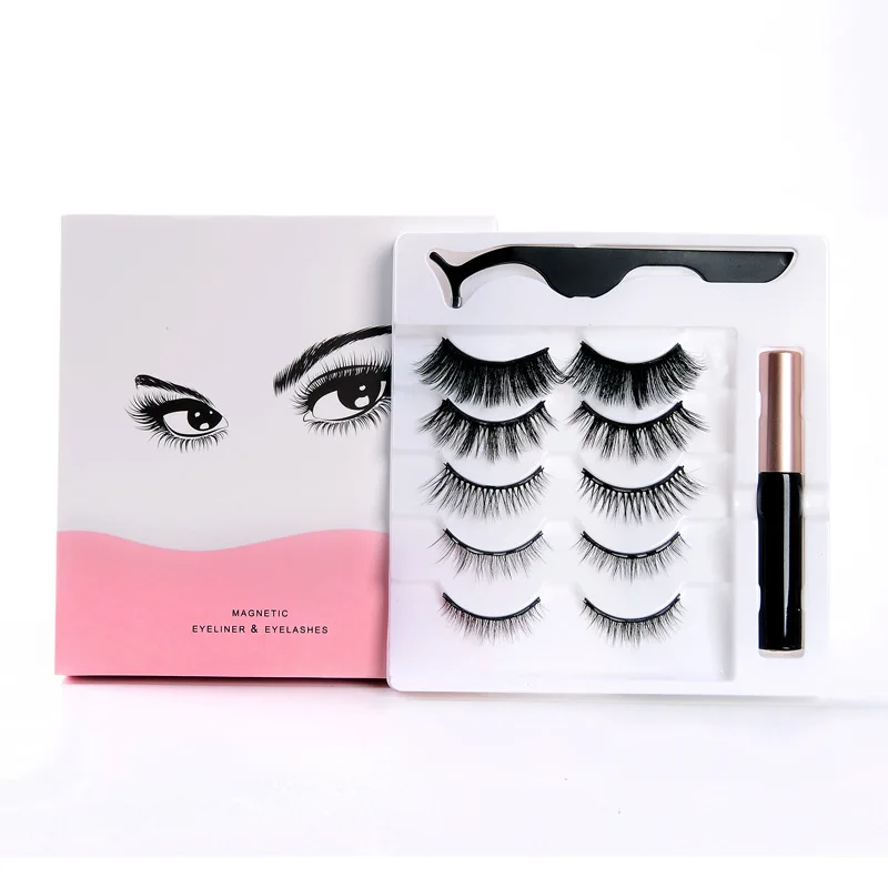 

Five pairs of magnetic liquid eyeliner false eyelashes set magnet eyelashes glue-free self-adhesive self-absorption eyelashes, Color